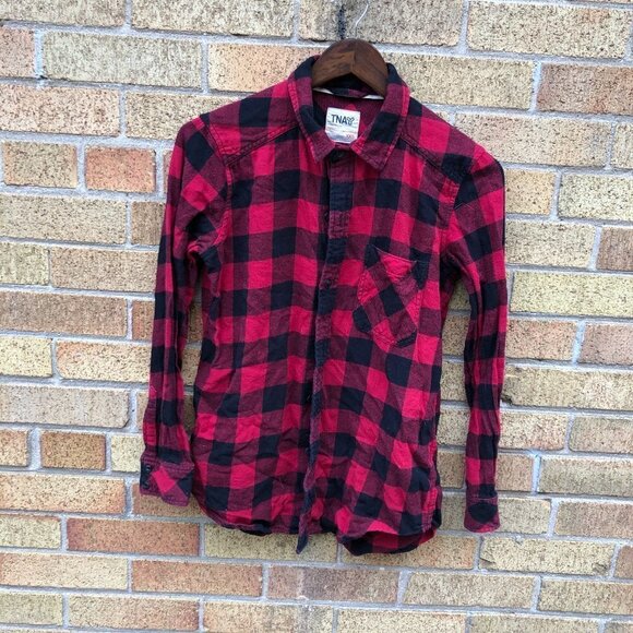 TNA Flannel Button Up Shirt XXS Red - Picture 2 of 3